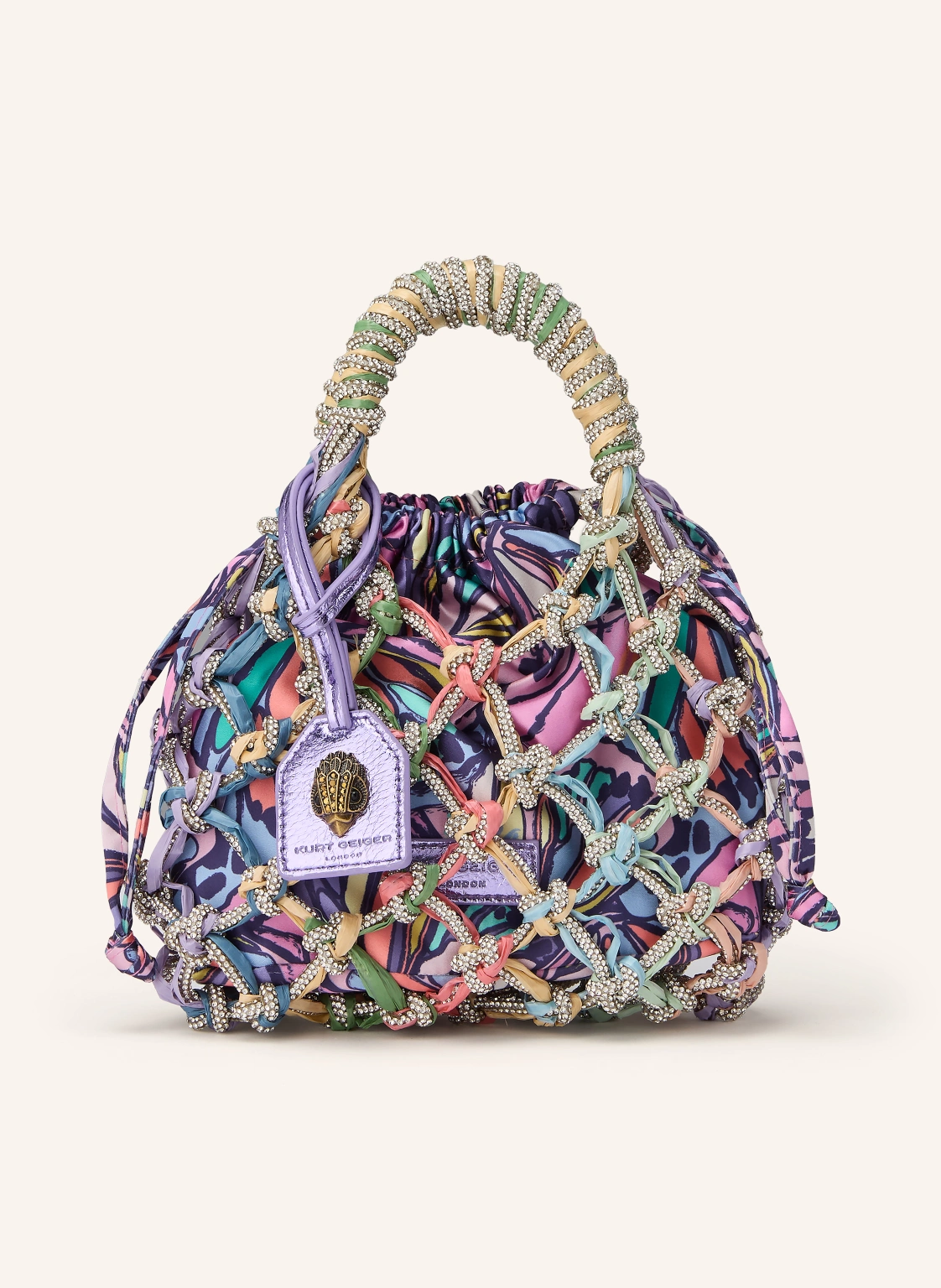 KURT GEIGER Beuteltasche MACRAME CRYSTAL mit Schmucksteinen