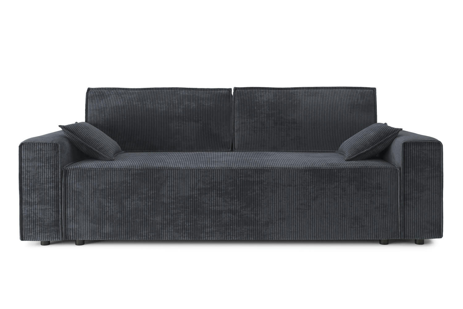 MARIUS - Canapé droit convertible en velours côtelé 3 places anthracite