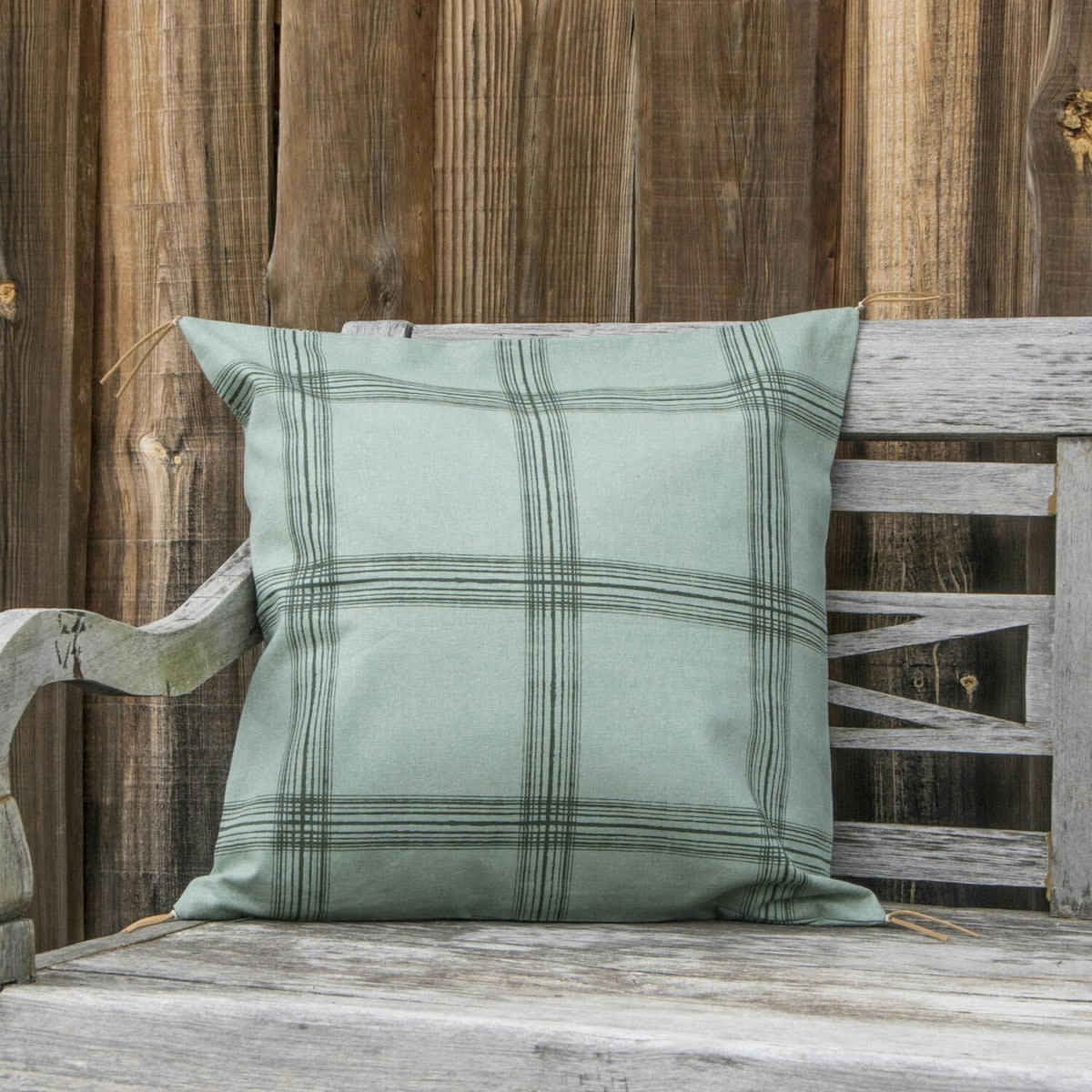 MADRAS - Housse de coussin coton  50x50 vert lichen