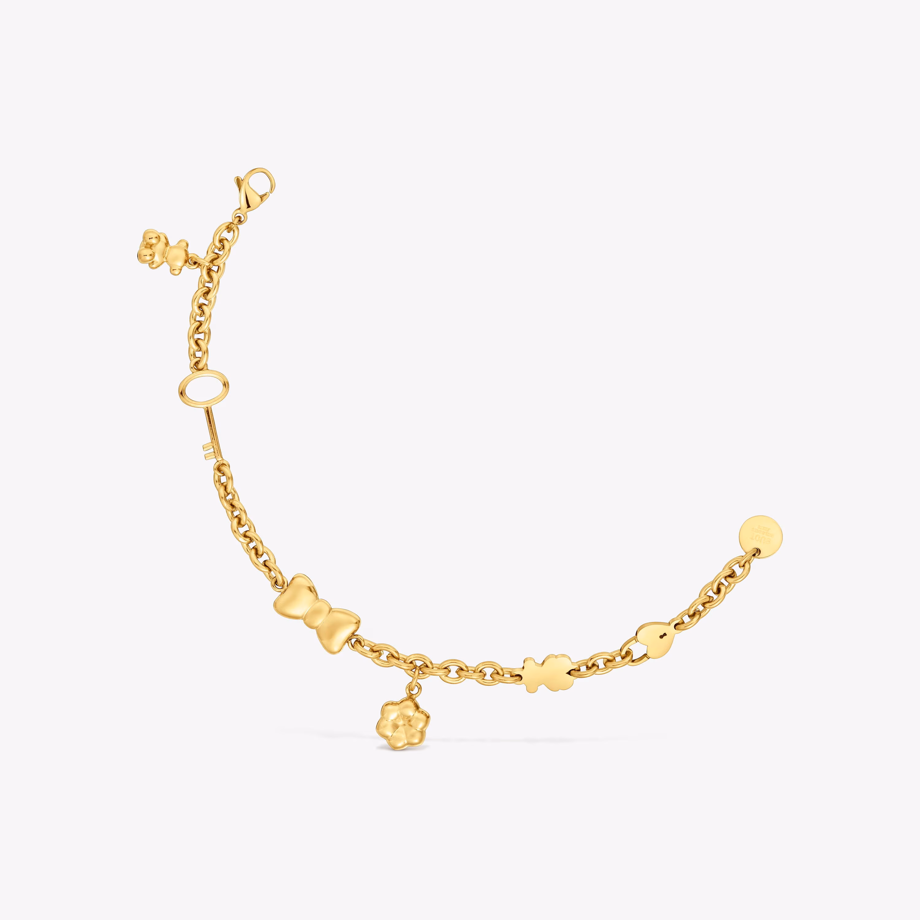 Pulsera cadena de acero dorado y motivos TOUS Charming
