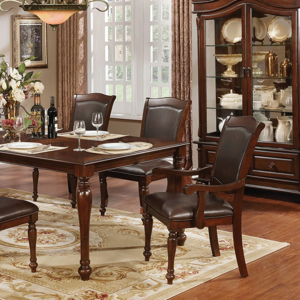 Roke Traditional Faux Leather Dining Arm Chairs (Set of 2) by Furniture of America