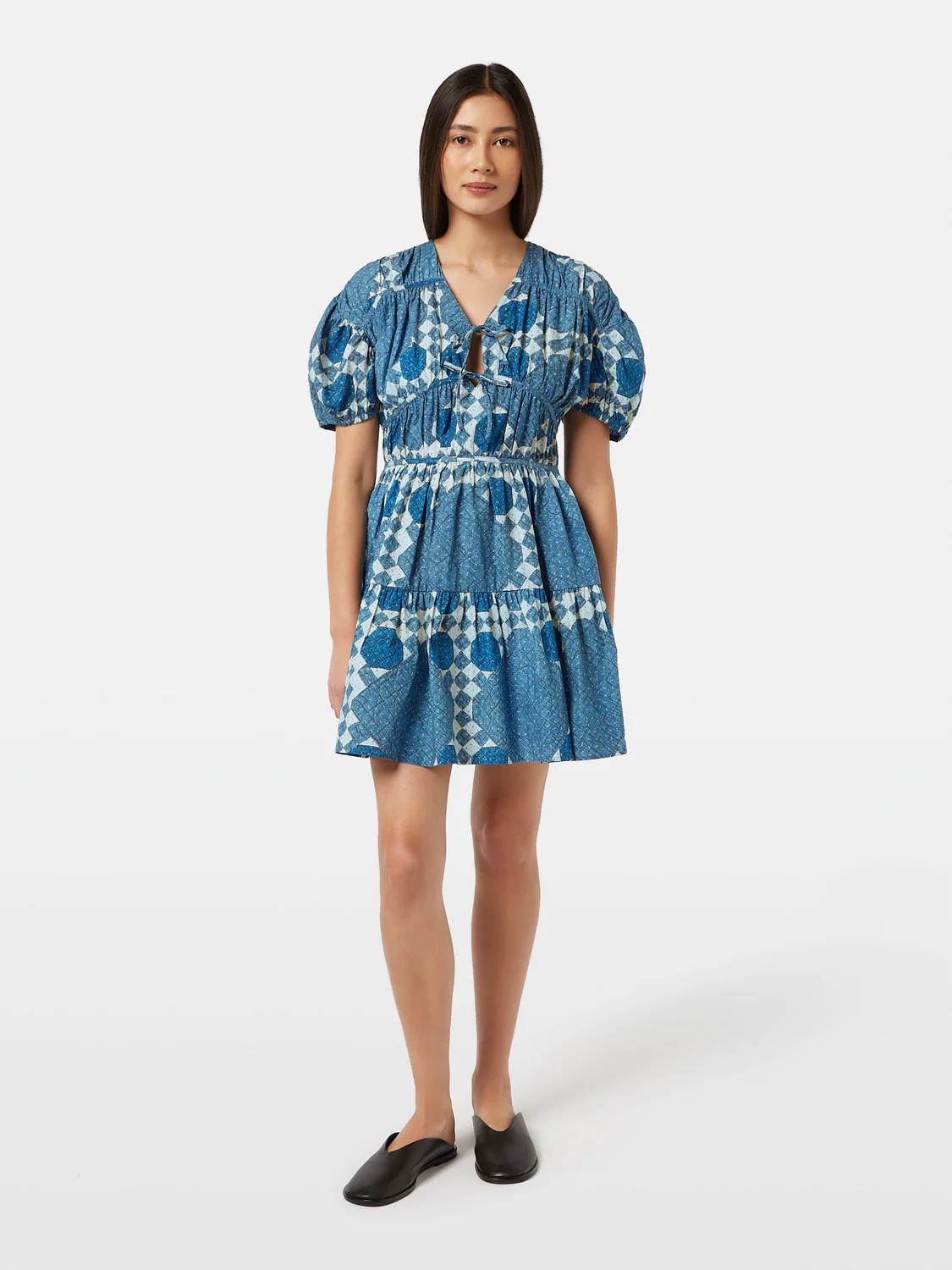 Quilted Gathered Mini Dress