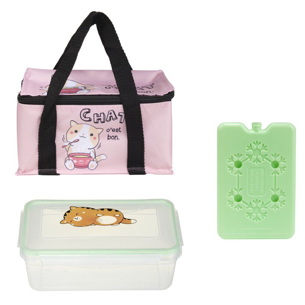 Sac fraÎcheur 2L kawaii Chat c'est bon avec lunch box 1L et pain de glace