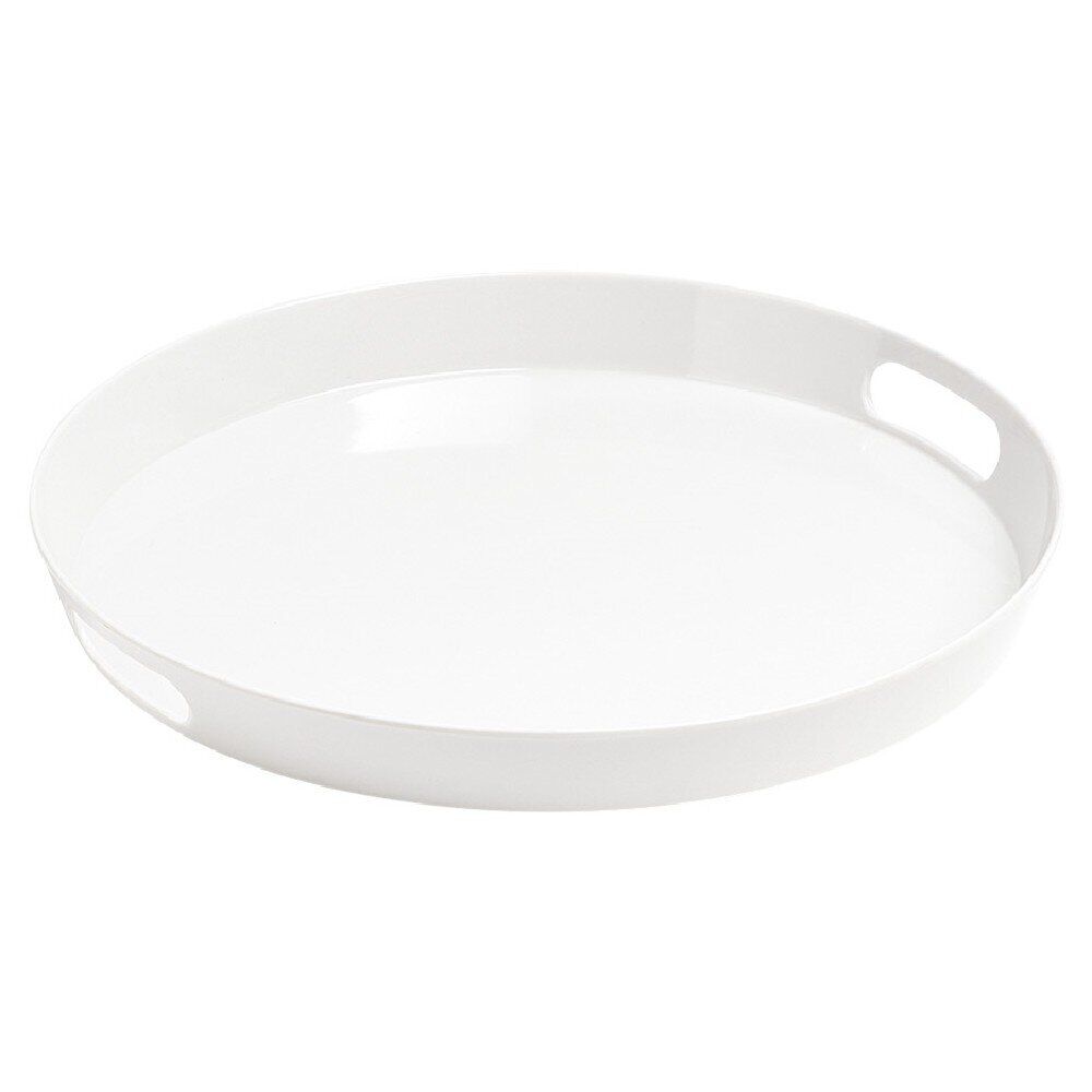 Plateau rond mélamine uni blanc