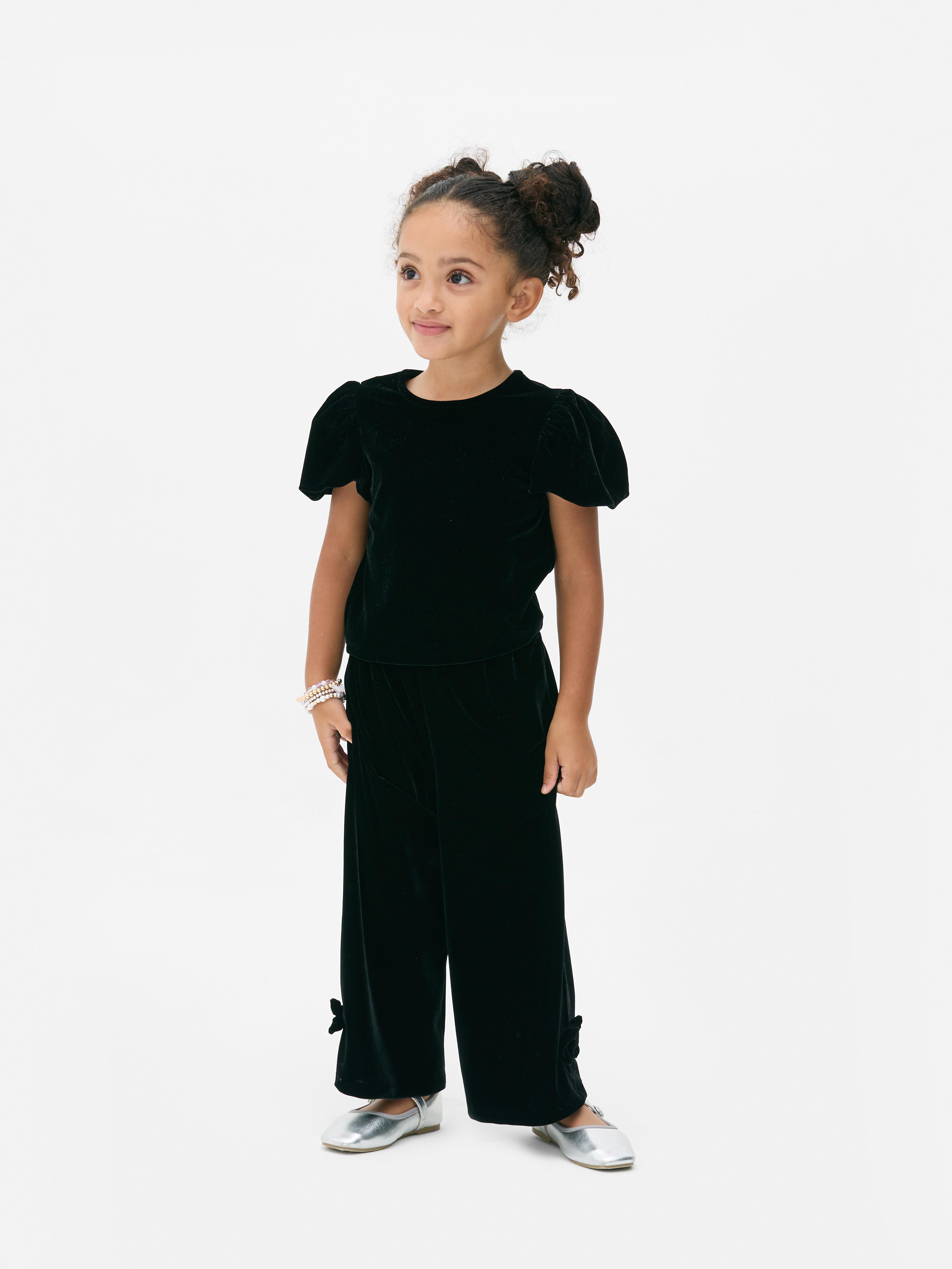 1.5-8yrs | Velvet Blouse and Wide Leg Pants Set