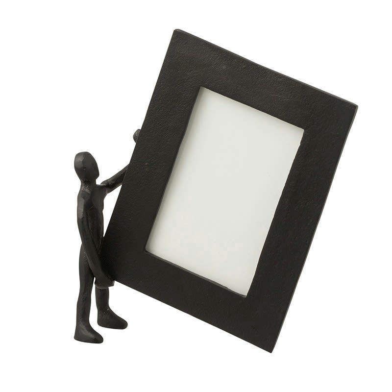 PERSONNAGE - Cadre photo alu marbre noir H25cm