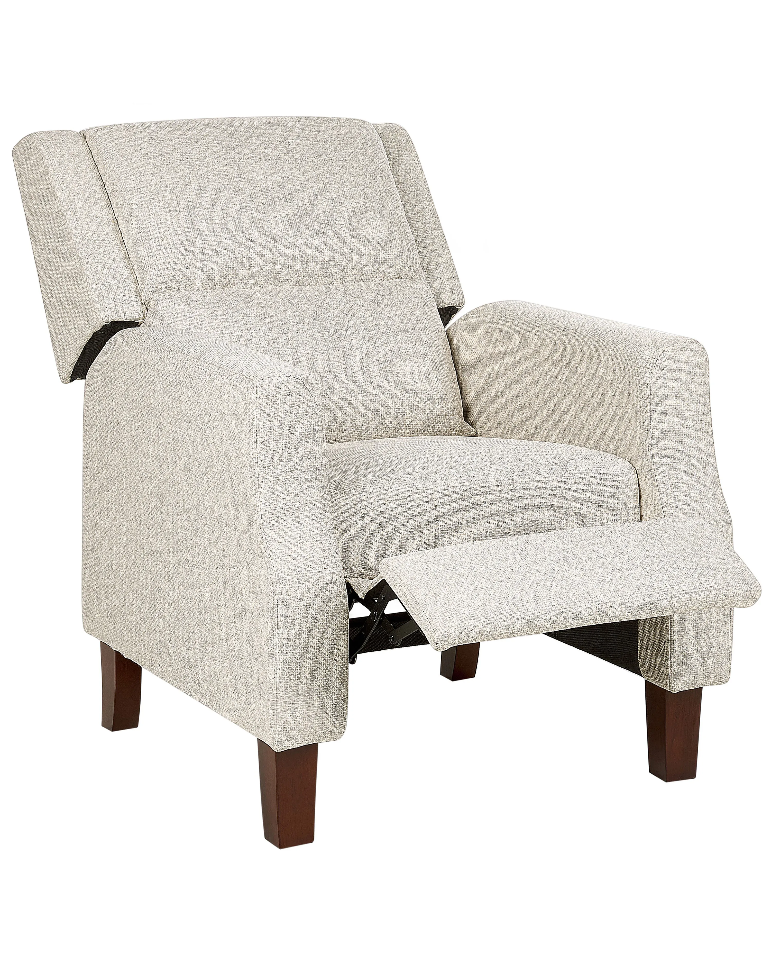 Recliner Chair EGERSUND with Footrest Fabric Light Beige