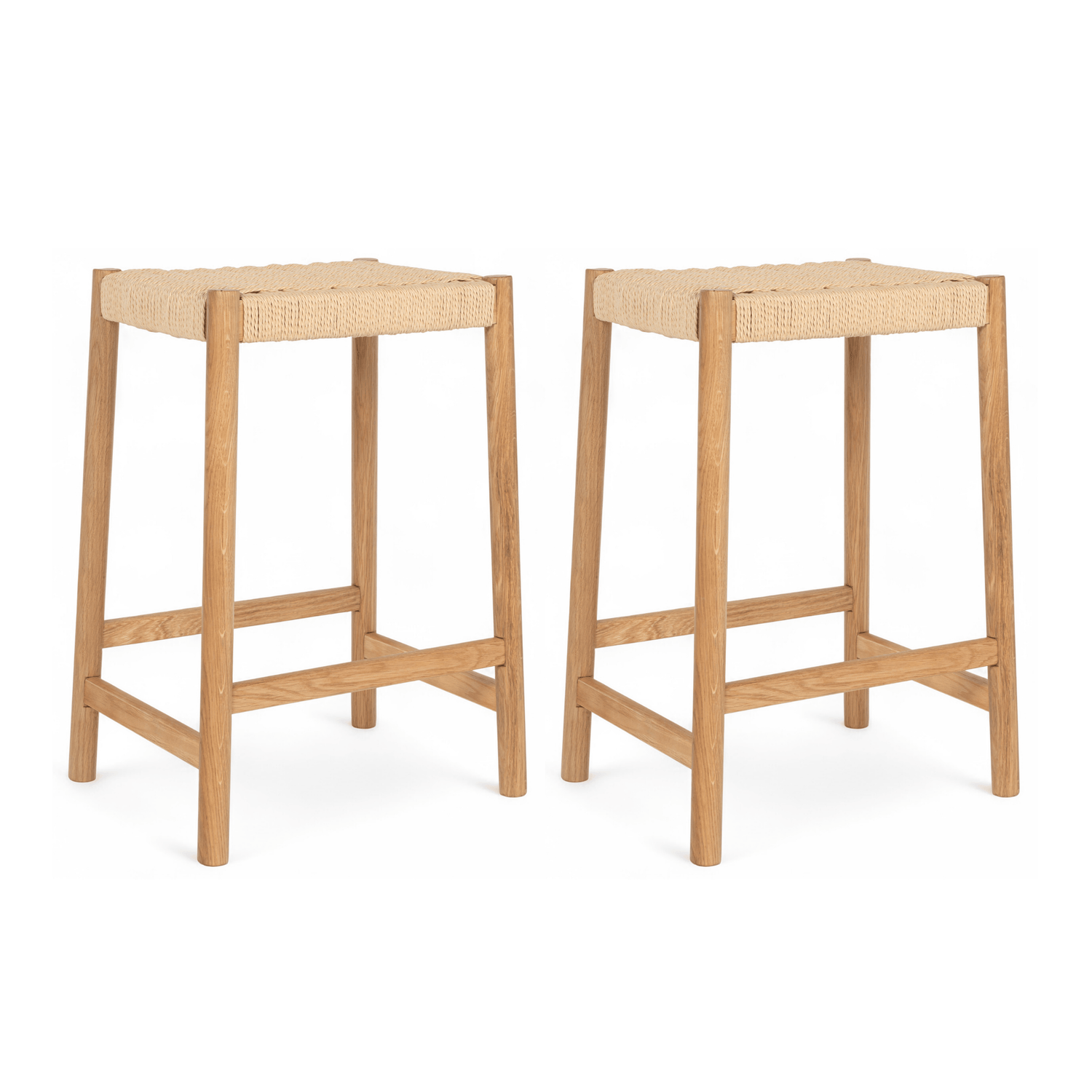 Furnhouse barkruk Ida - Natuurlijk eikenhout - Set van 2