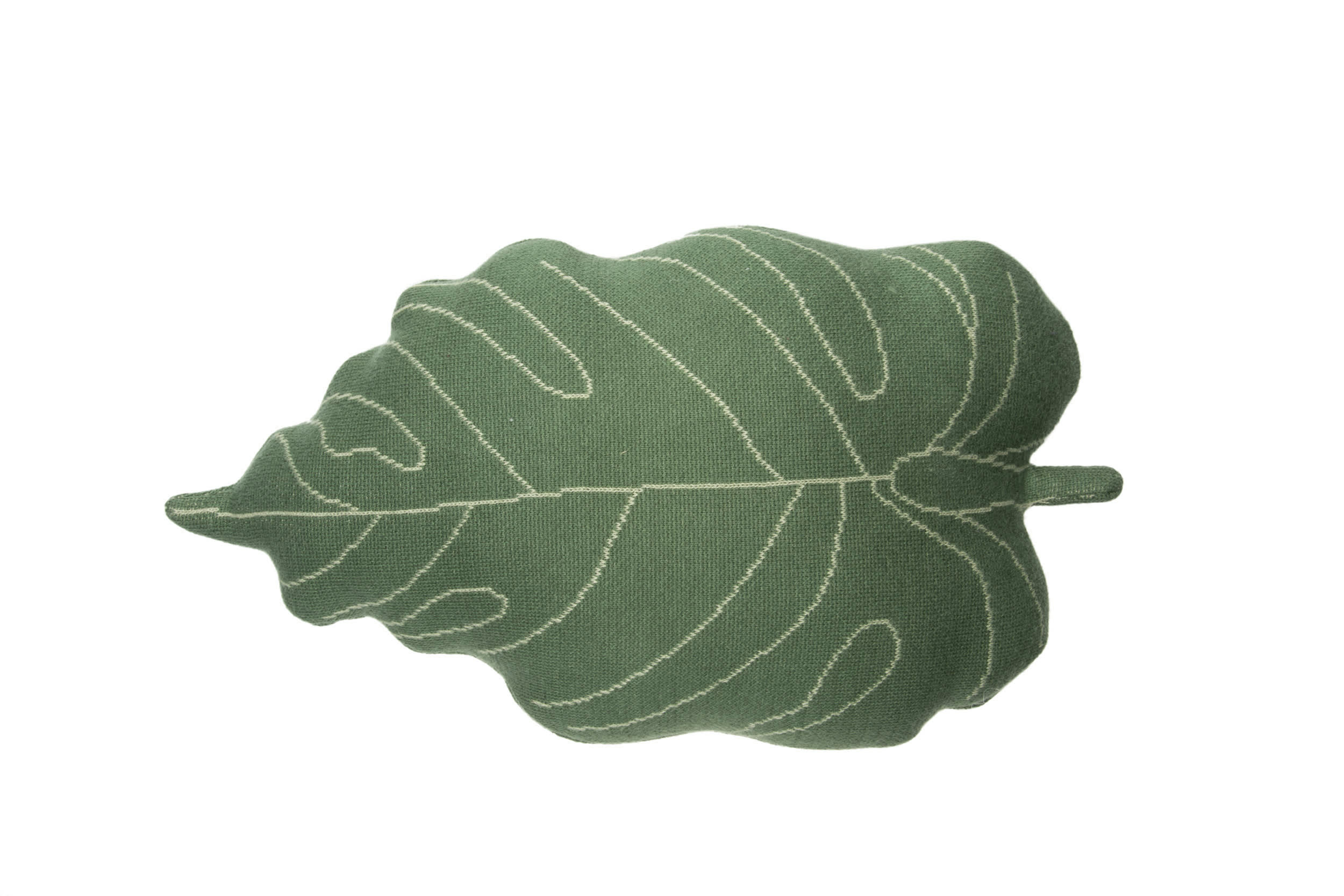 SHAPES - Coussin feuilles coton vert 28x42