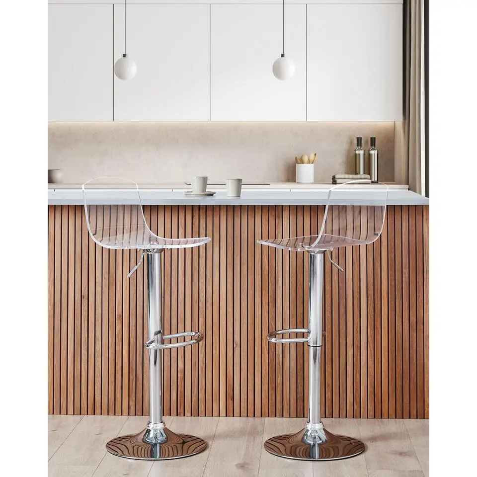 IMOLA - Barkruk verstelbaar set van 2 - Transparant - Acryl