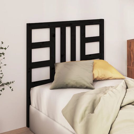 NNEVL Bed Headboard Black 96x4x100 cm Solid Wood Pine