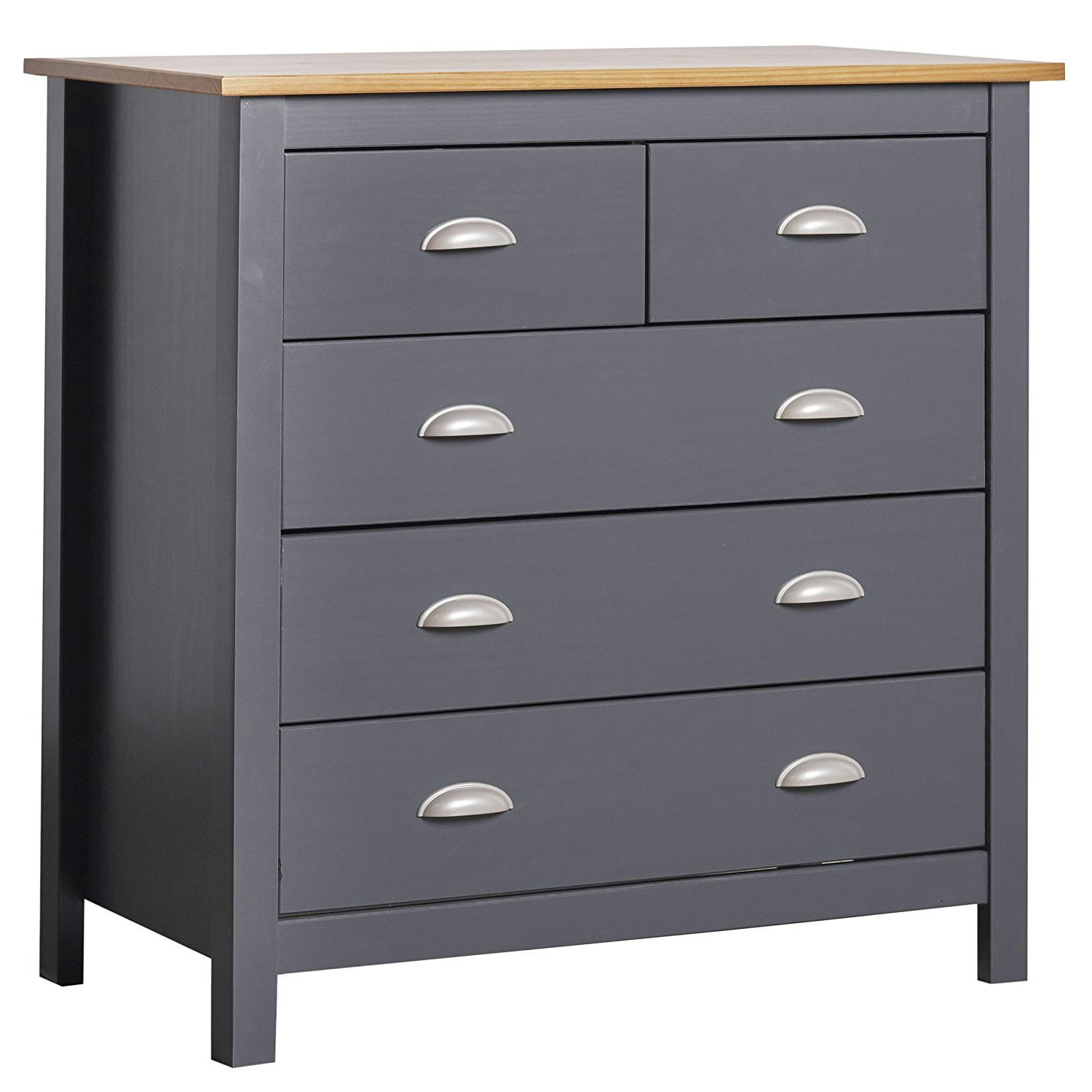JADE - Commode 5 tiroirs anthracite, 79 cm longueur