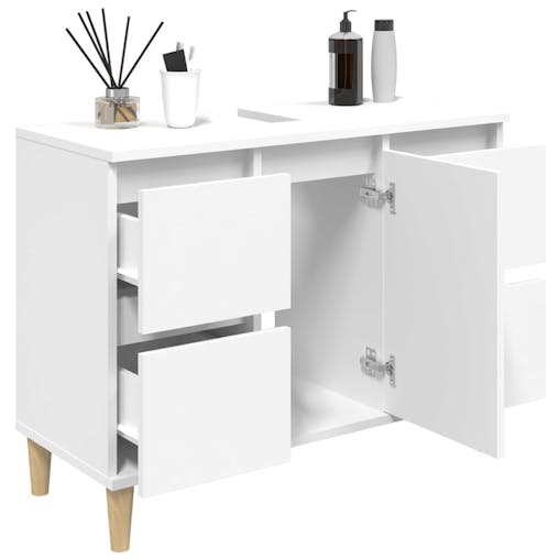 NNEVL Sink Cabinet White 80x33x60 cm Engineered Wood