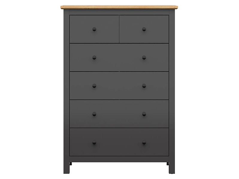 Komoda Hesen 101 cm z 6 szufladami grafit/dąb artisan