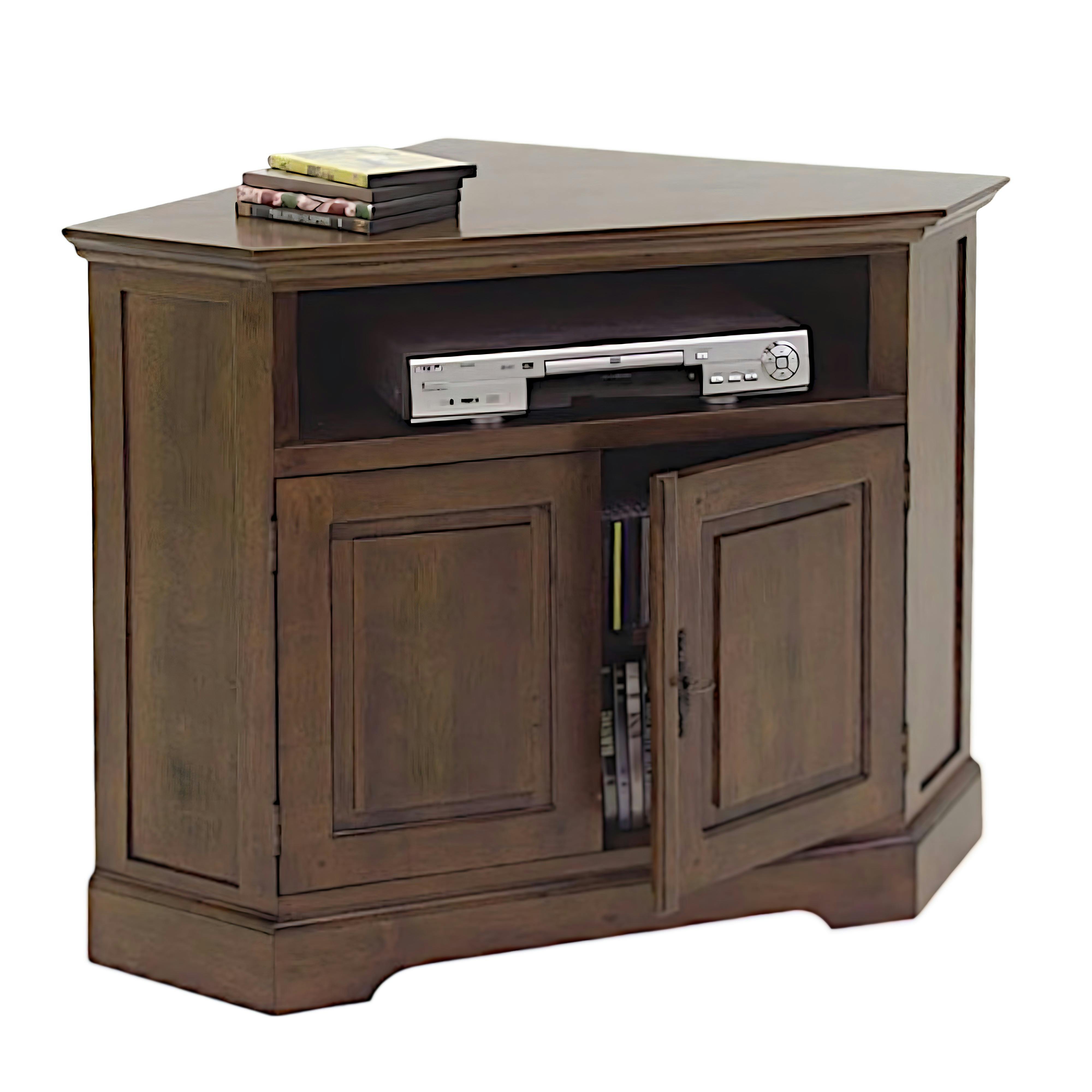 Meuble TV d'angle 2 portes hévéa 105cm TRADITION