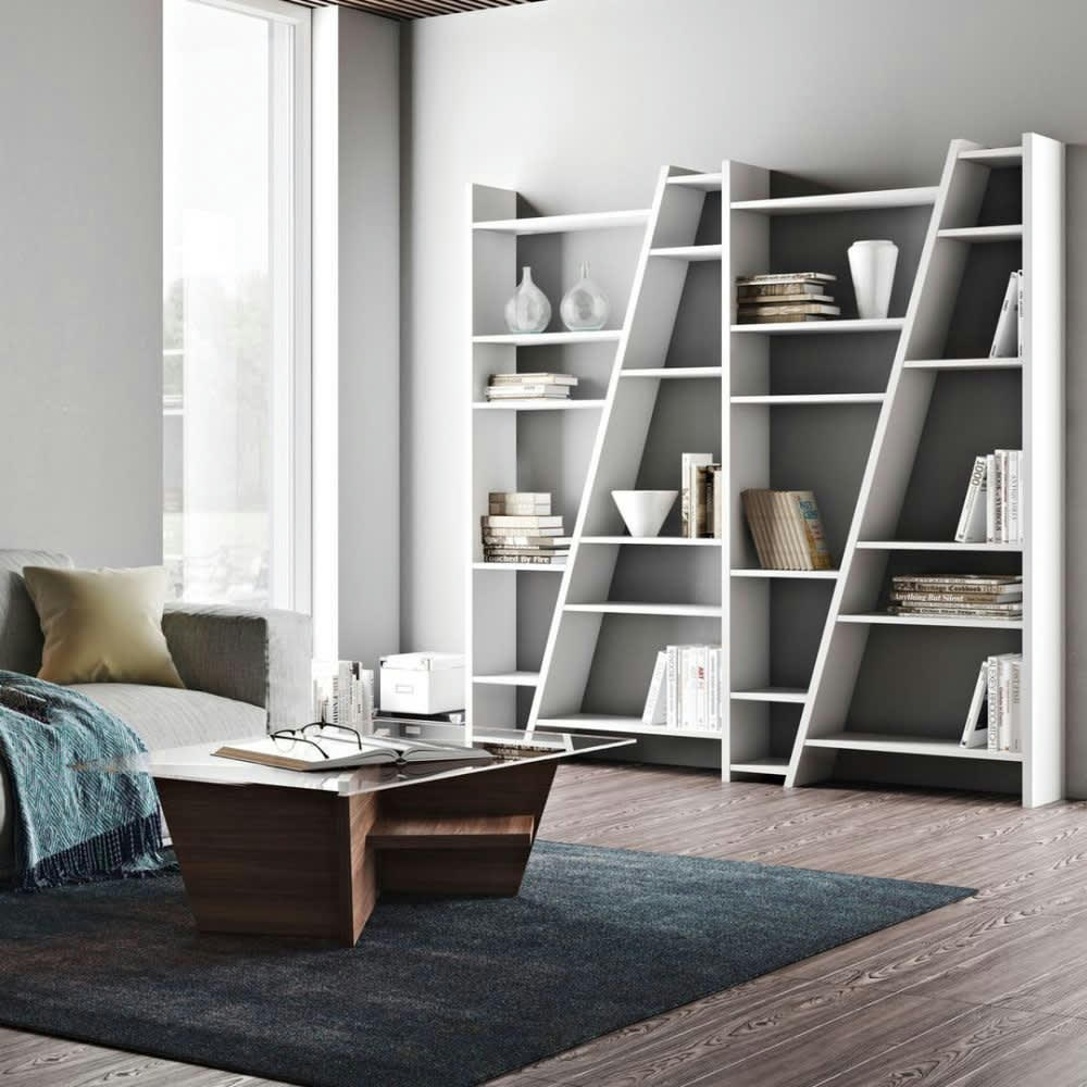 DELTA - Bibliothèque  placage blanc laqué