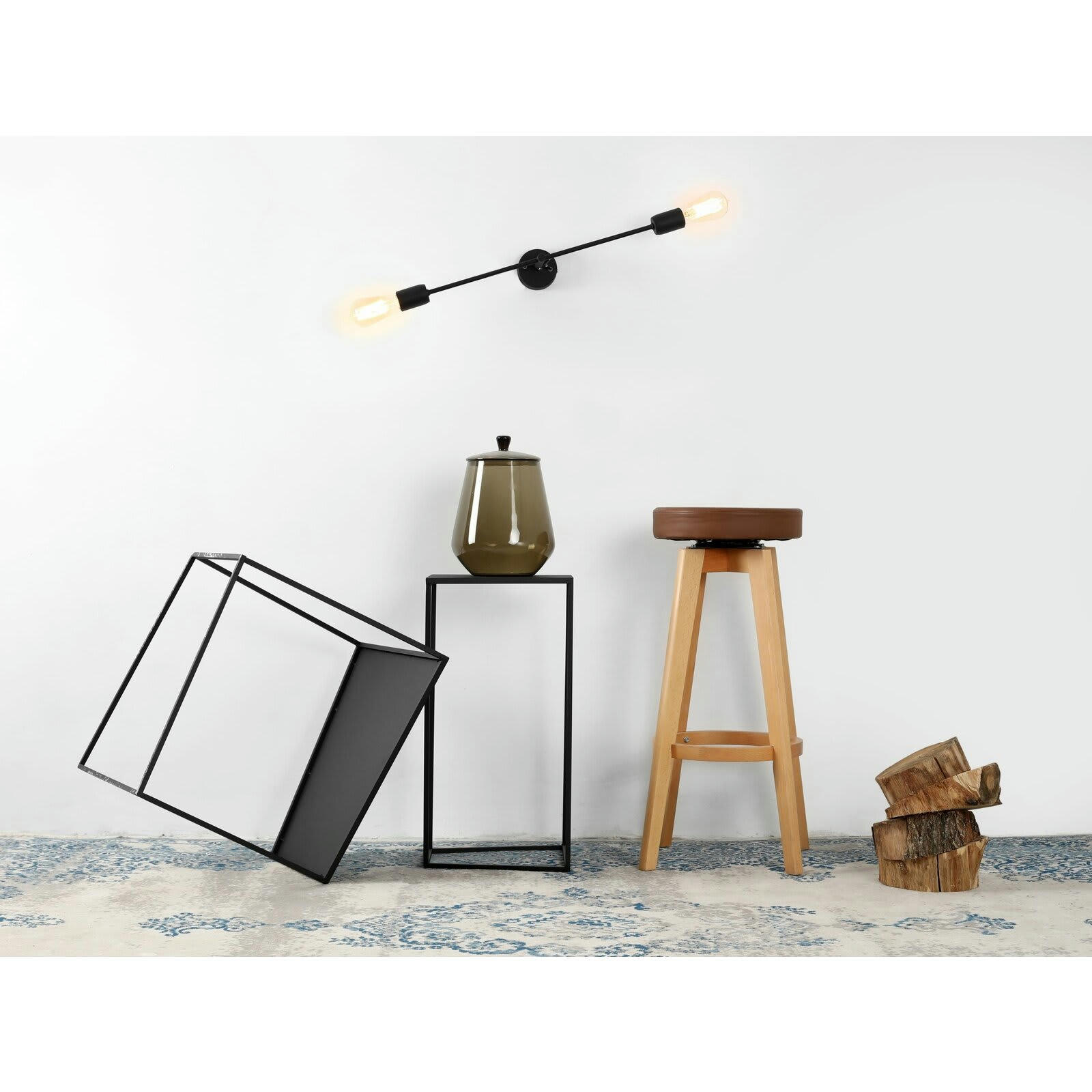 TWIGO WALL 2 L - Applique Acier Noir 60x10x6 cm