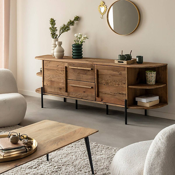 Meuble TV arrondi en bois recyclé Blaise