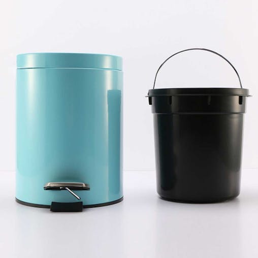 SOGA 2X Foot Pedal Stainless Steel Round Trash Bin Blue 7L