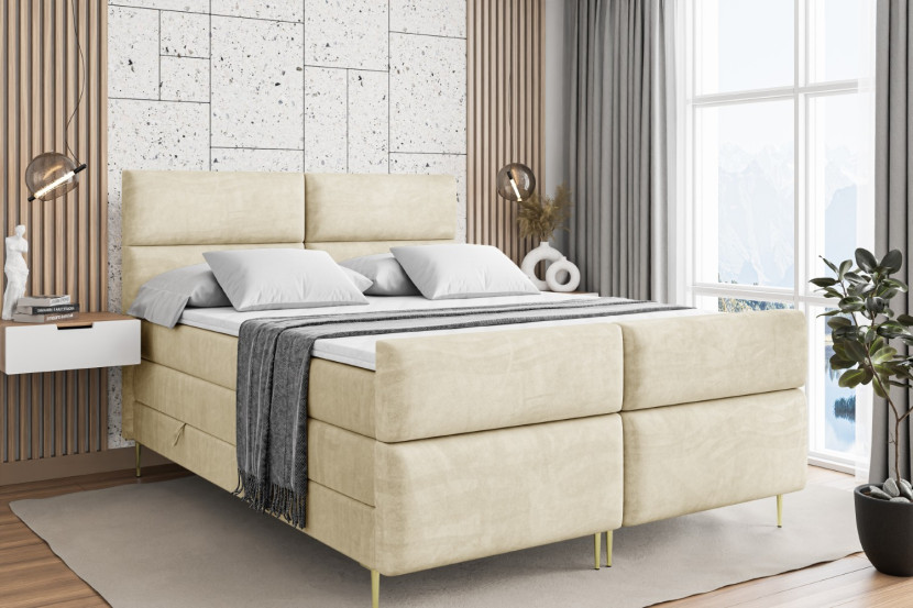 Łóżko kontynentalne - pojemnik, materac, nóżki BOXI3-FZ-Z KING 120x200 cm