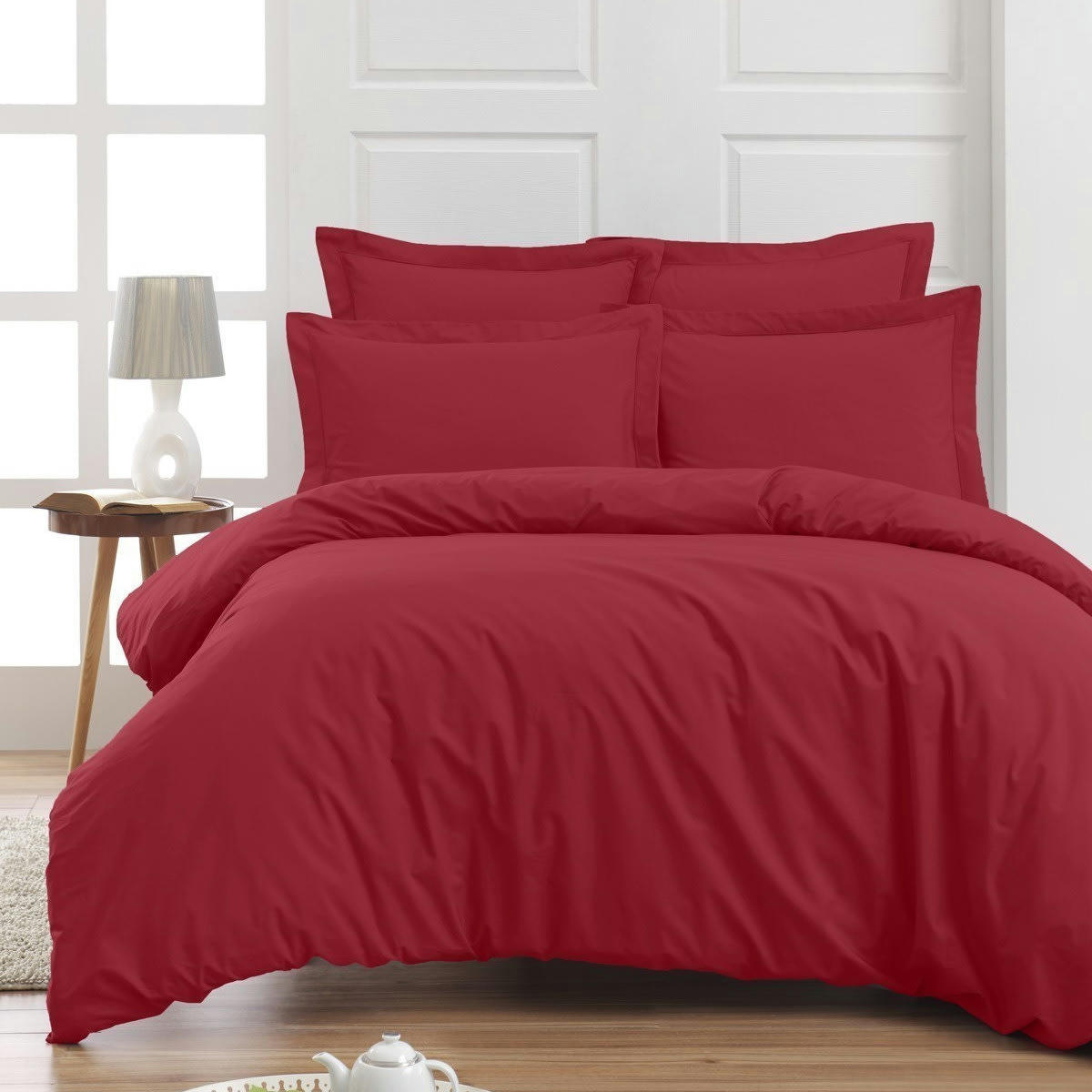 SOFT PERCALE - Drap housse en percale de coton Cardinal 90x190 cm
