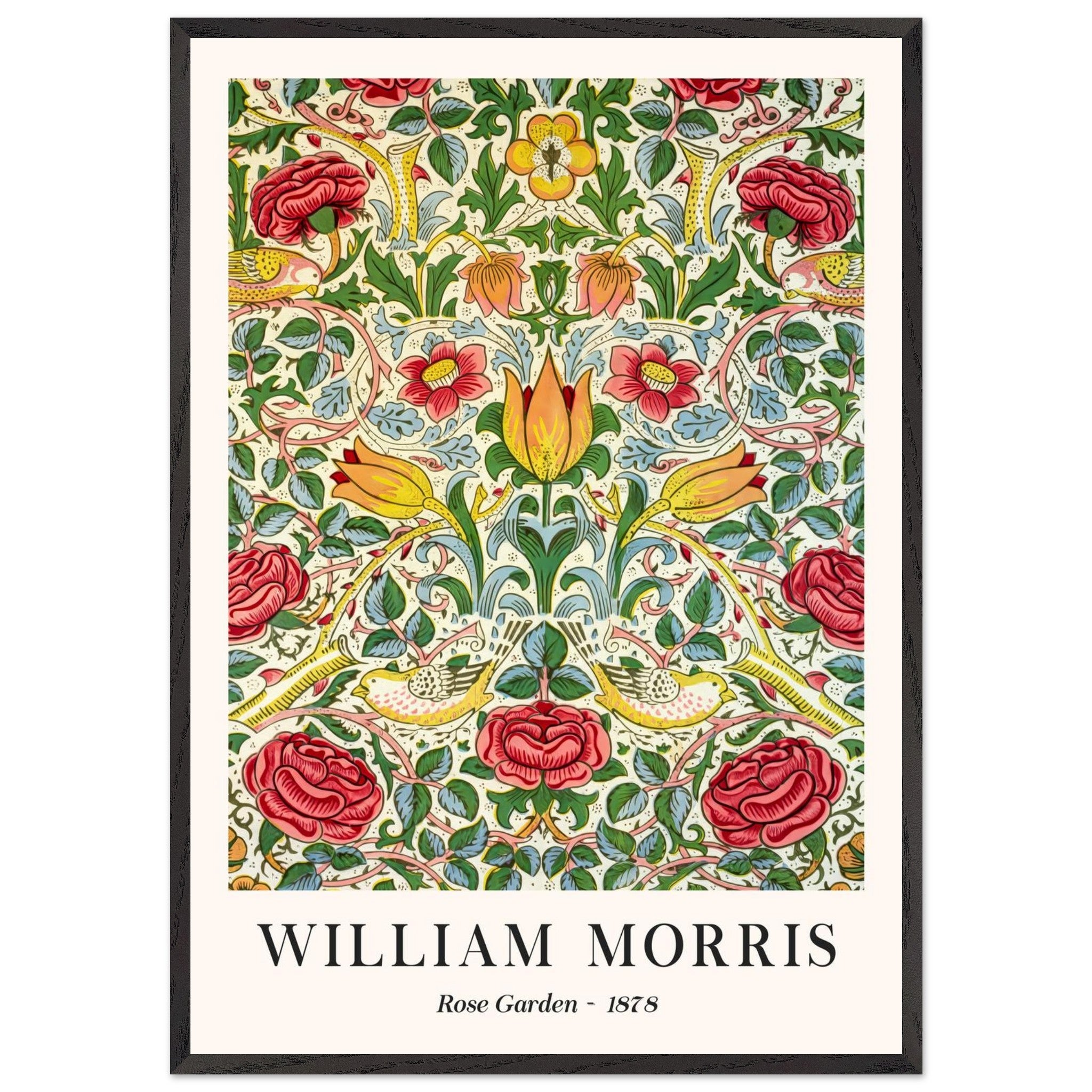 Artfulprints Poster met Lijst William Morris - Rose garden 1878  - 70x100 cm - Groen
