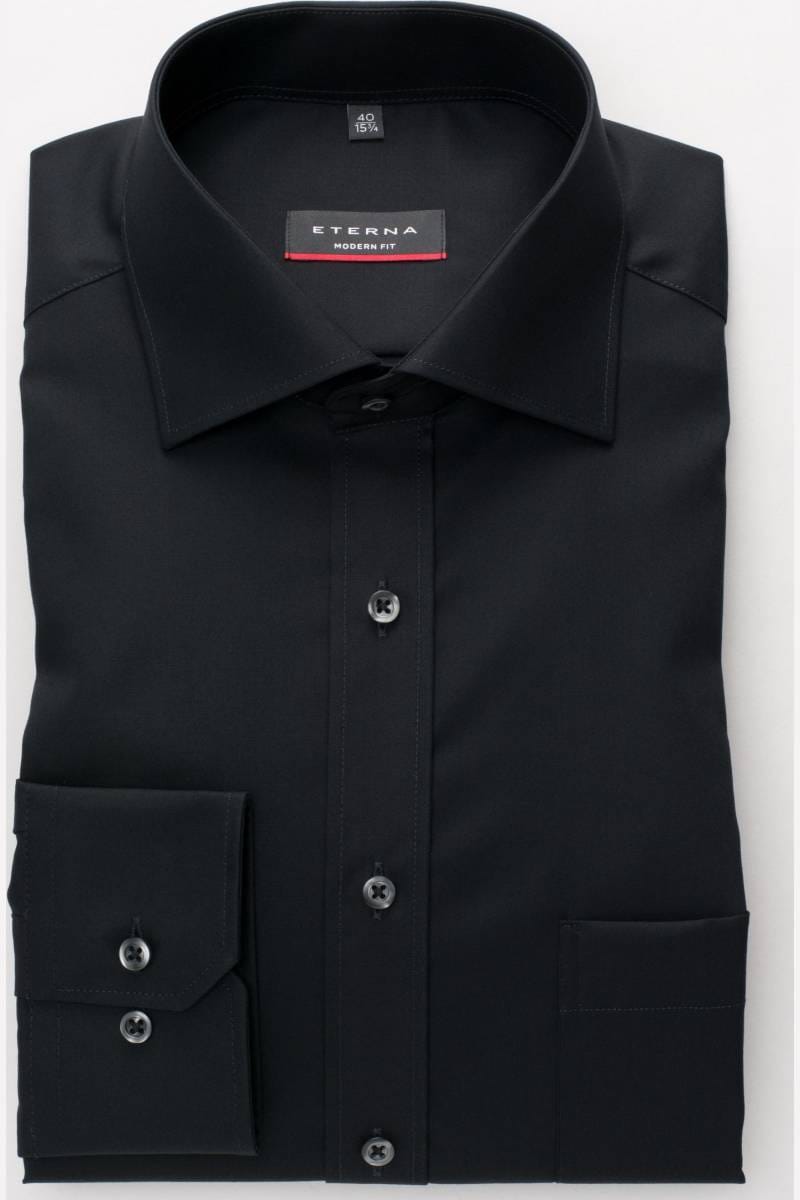 ETERNA Modern Fit Hemd schwarz, Einfarbig