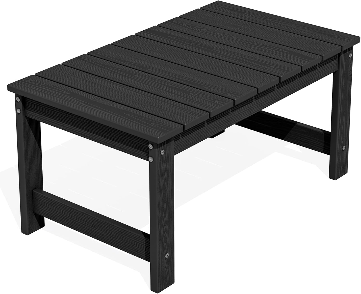 SERWALL Outdoor Coffee Table, HDPE Patio Coffee Table for Outside, Rectangle, Black