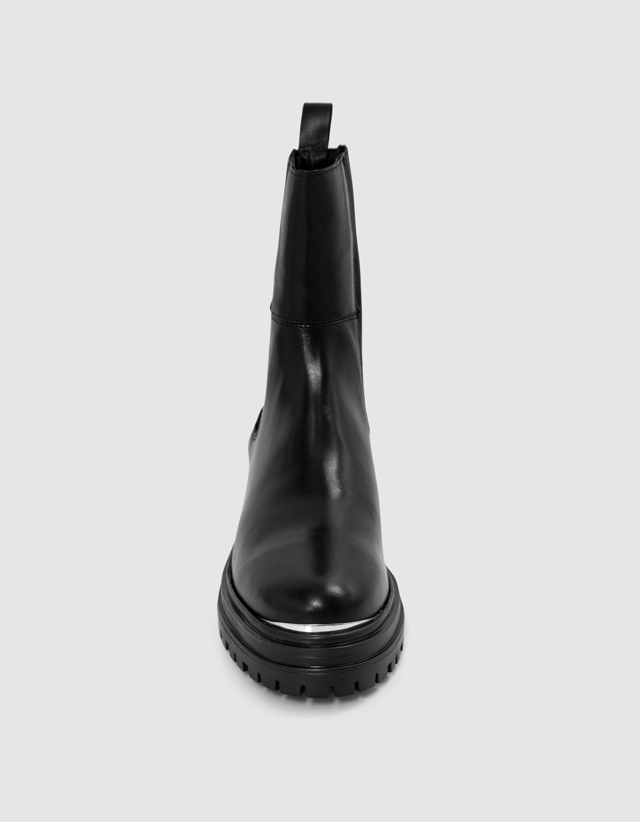 Chelsa boots noires cuir barrette métal Femme