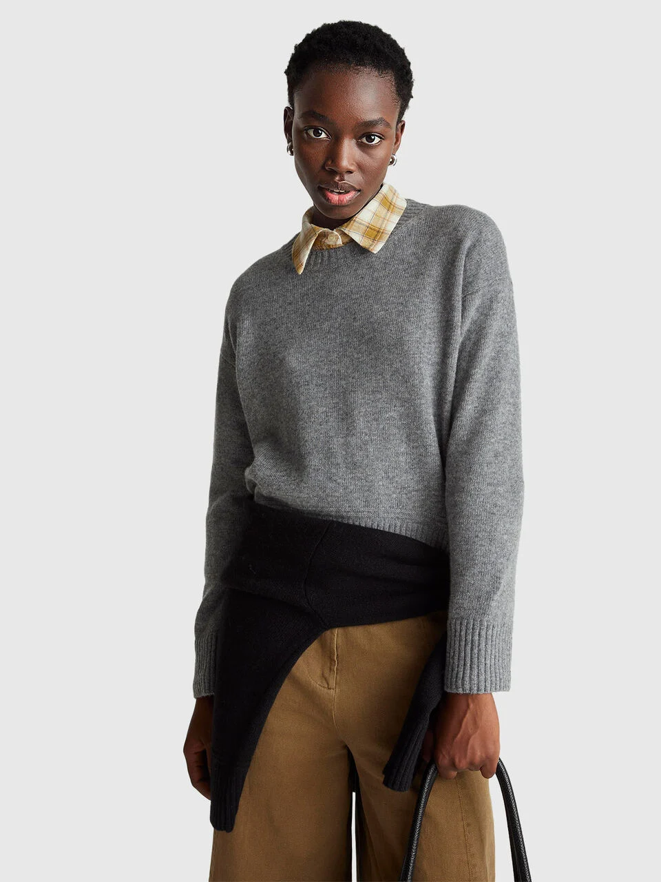 Boxy fit sweater in wool blend
