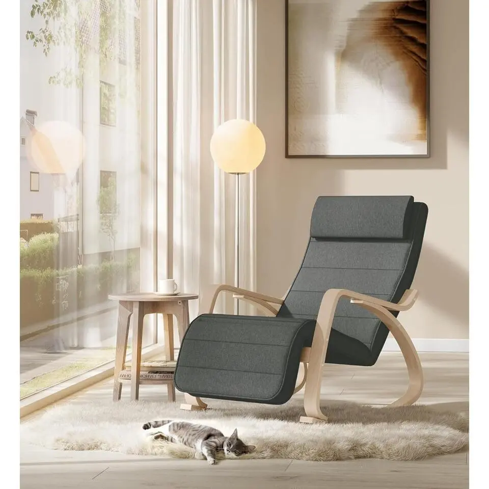 Schommelstoel - Relaxstoel - Verstelbaar 5 standen - Grijs