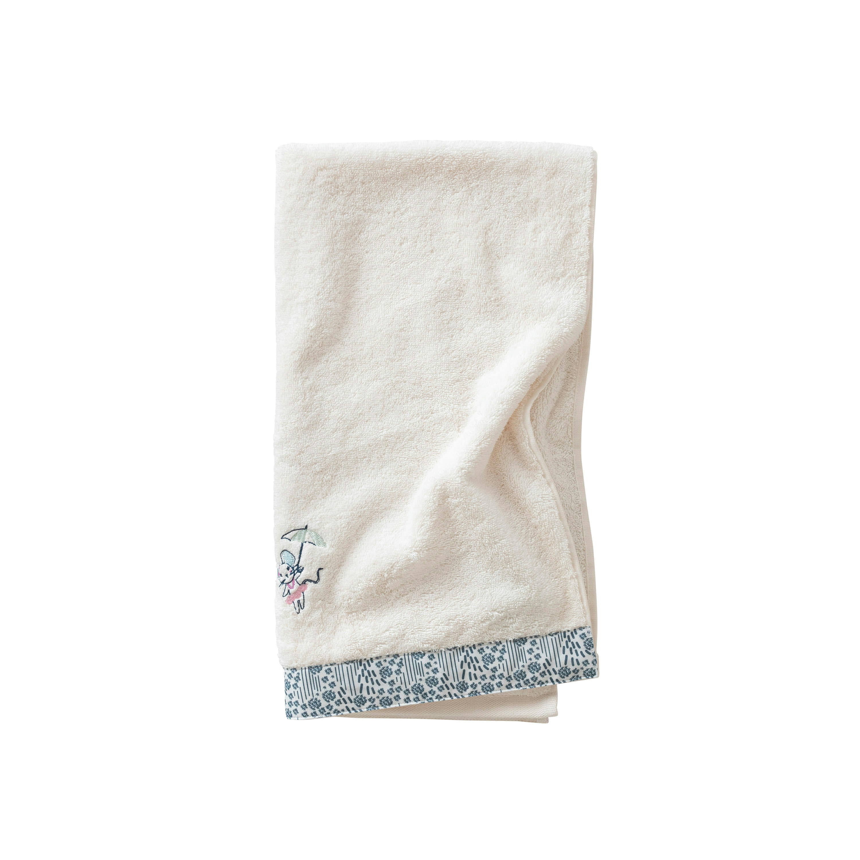 DANDINE - Drap de bain coton bio bouclette brodé blanc 70 x 120 cm