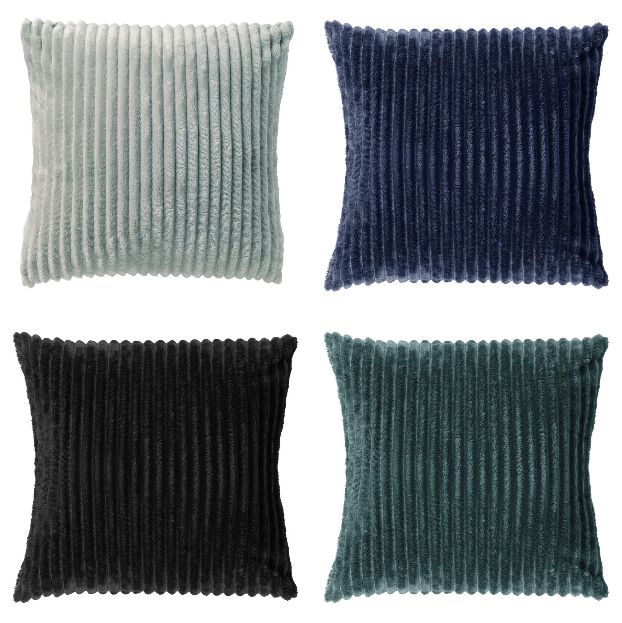 KUSSENSET - 4-delig - Corduroy Quartet - 45x45 cm - inclusief binnenkussens - groen, blauw, zwart
