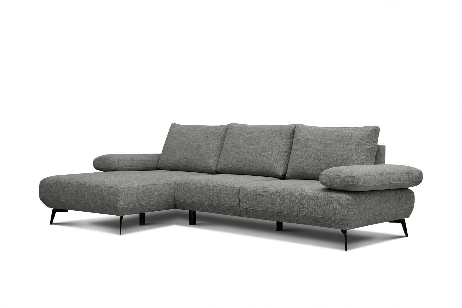 MELLO - Canapé d'angle gauche 4 places tissu gris foncé