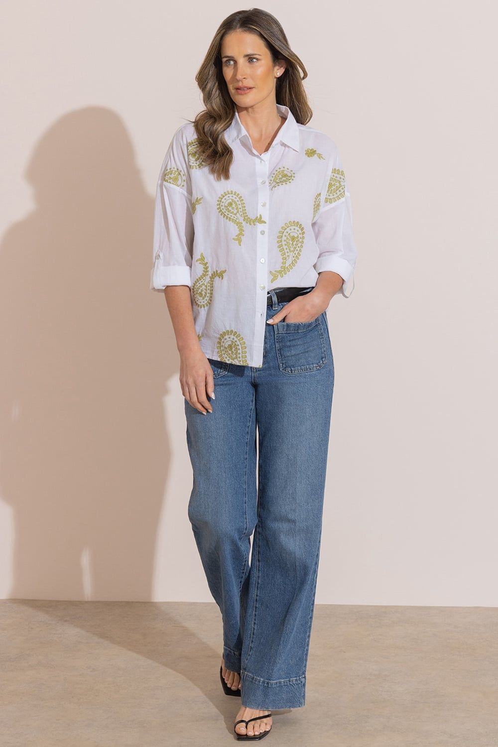 Klass. Paisley Embroidered Cotton Shirt