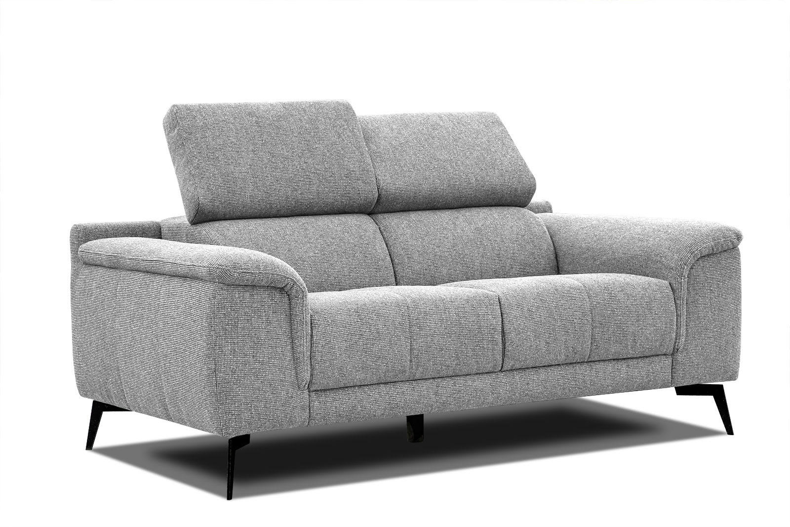 FIERO - Canapé droit 2 places tissu gris clair