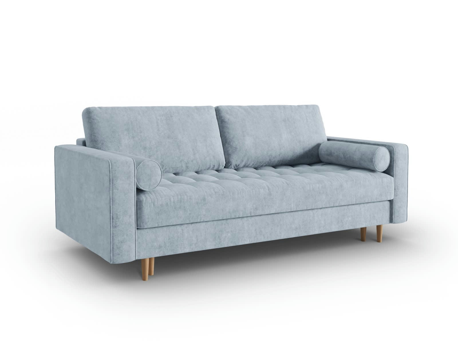 GOBI - Canapé convertible 3 places en tissu structuré bleu clair