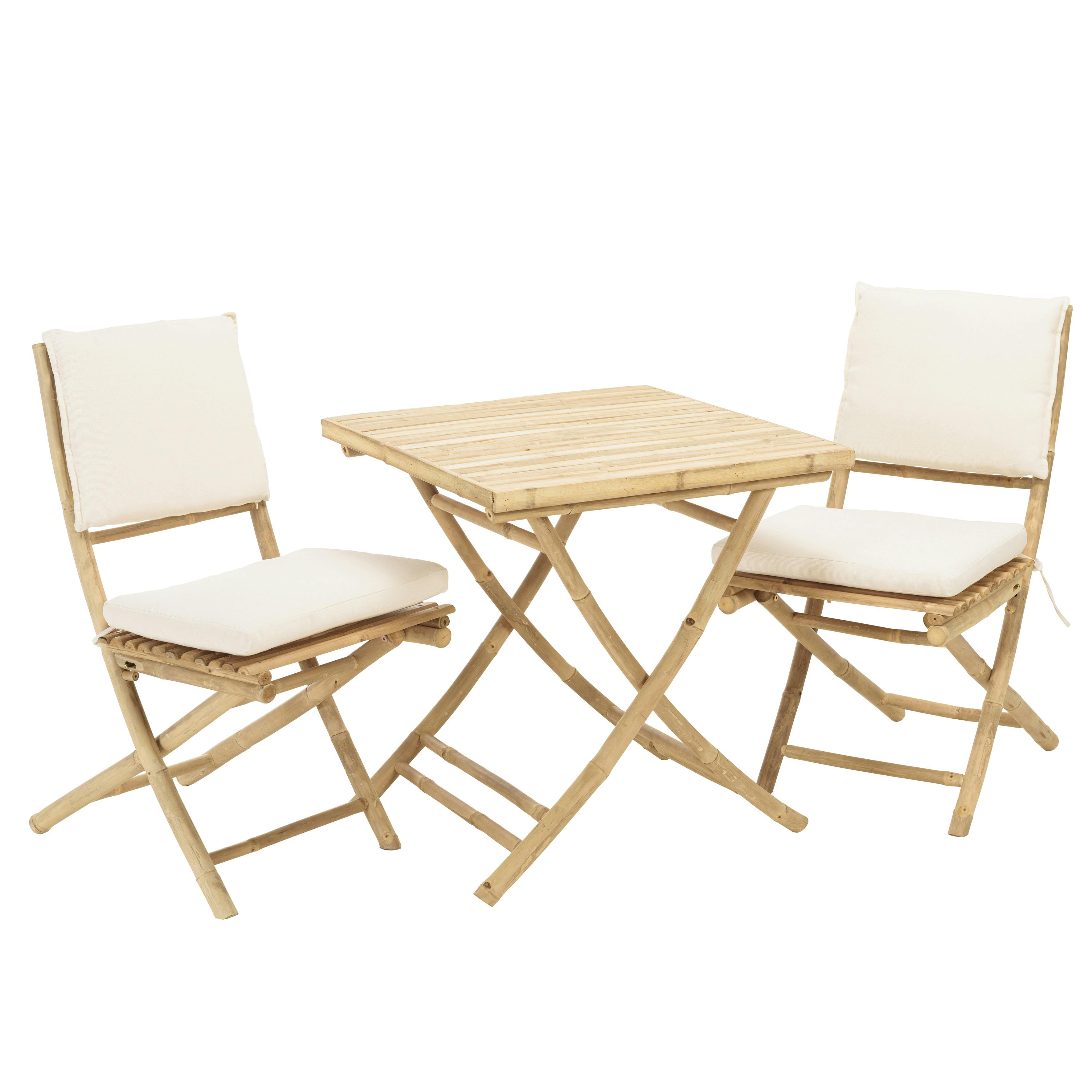 Lot de 2 chaises et 1 table pliantes en bambou CALVIA