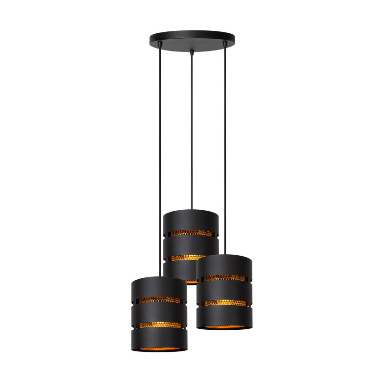 Suspension Rosas noire et or Ø 43 cm E27 3 x 40 W LUCIDE