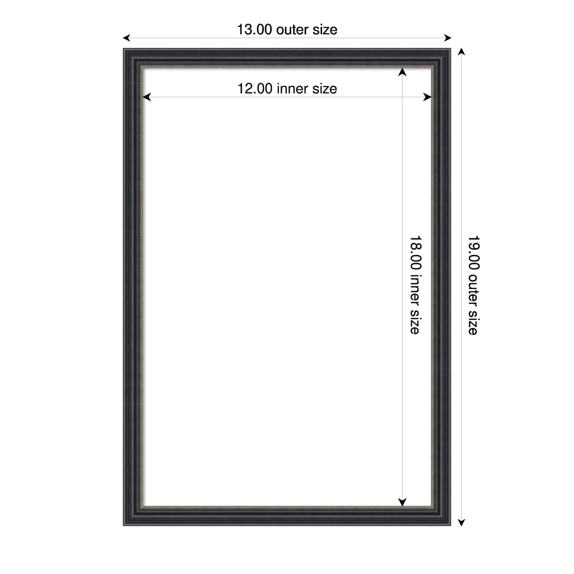 Amanti Art Stylish Black Narrow Framed Dry Erase Magnetic Board
