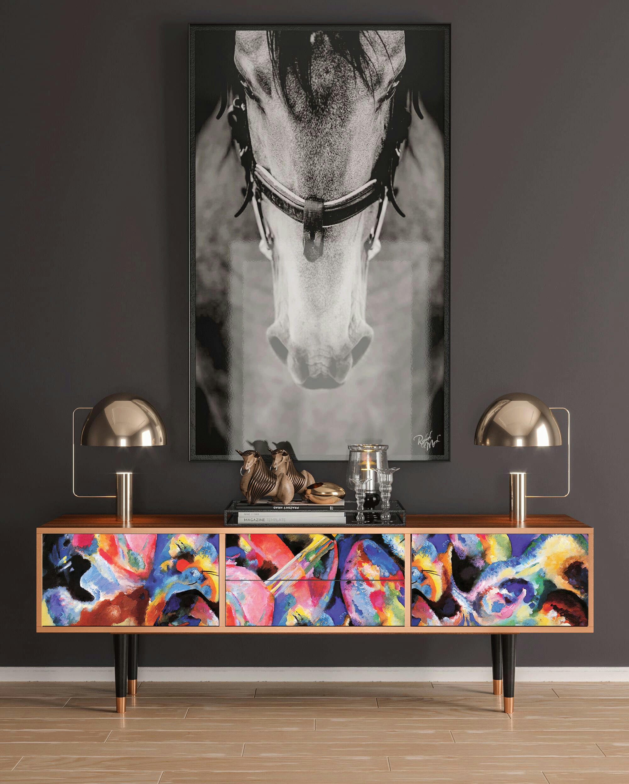 KANDINSKY - Meuble TV  multicolore 2 tiroirs et 2 portes L 170 cm