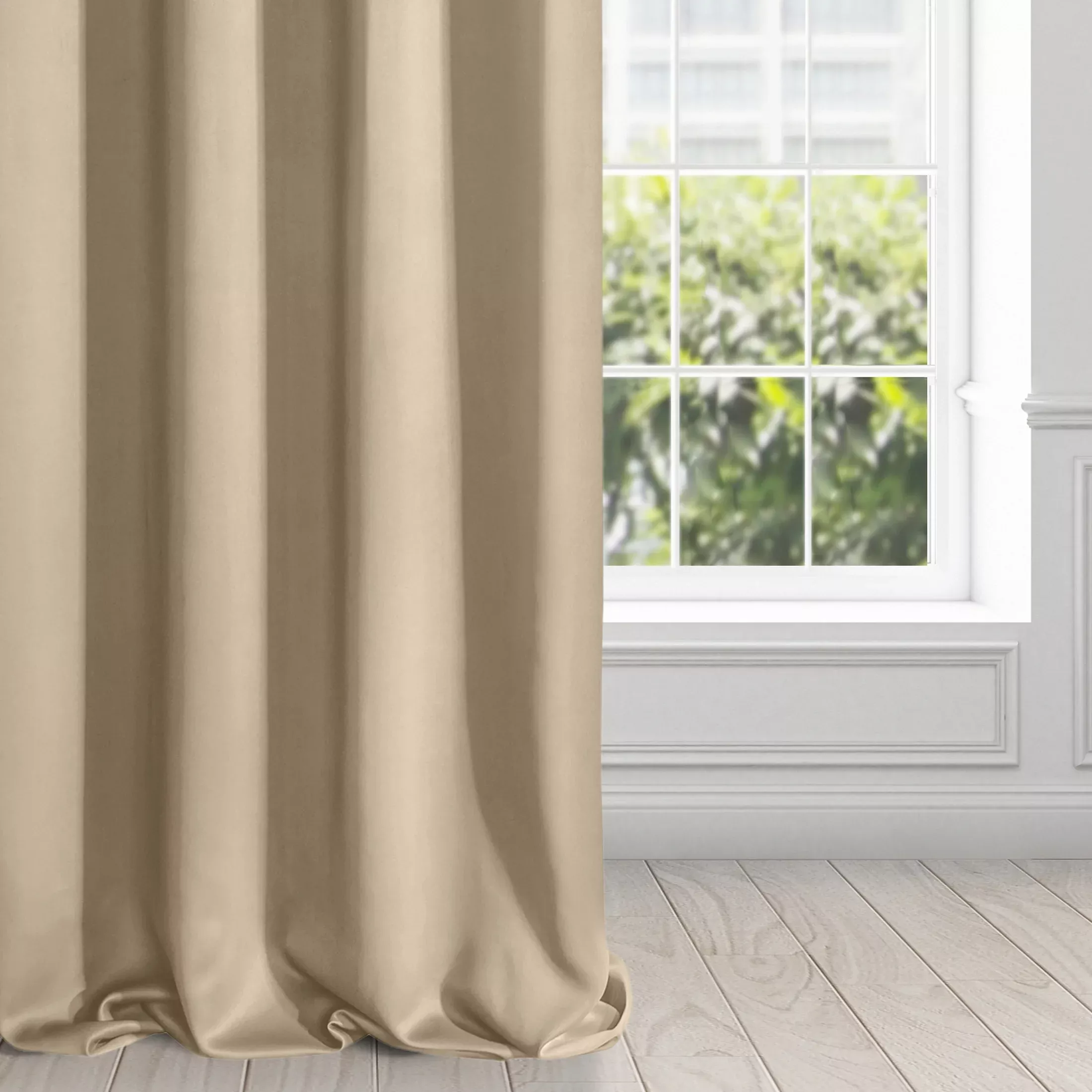 Zasłona beżowa z gładkiej tkaniny zaciemniającej typu - BLACKOUT 135x250 cm przelotka - PARISA - Design 91