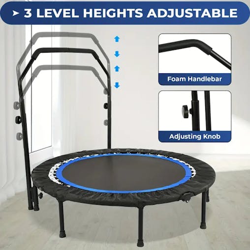 NNETM 1pc 121.92cm Mini Fitness Trampoline with Adjustable Handle - Blue