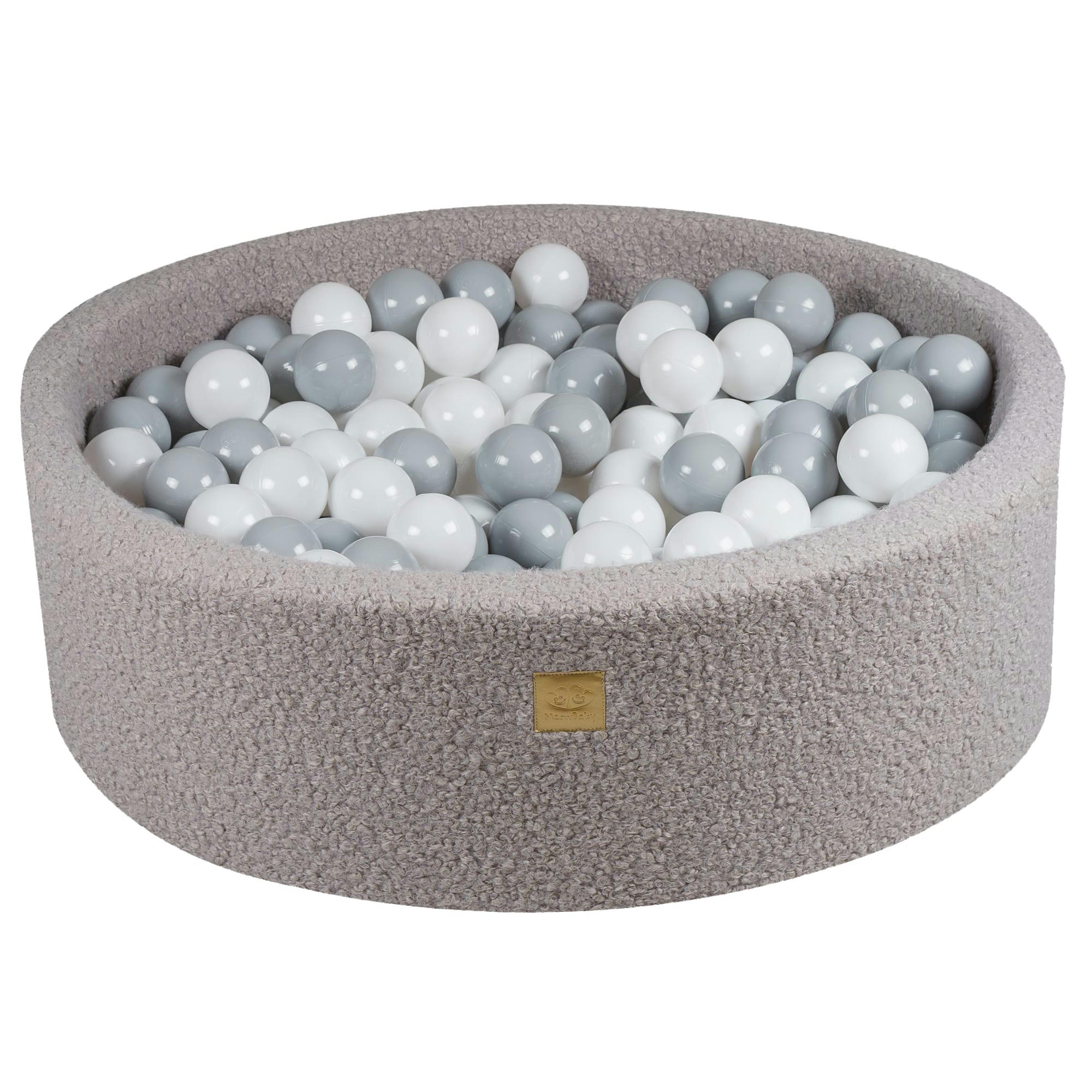 - Piscine ronde pour enfants, boucle grise, 90x30 cm boules : blanc/gris