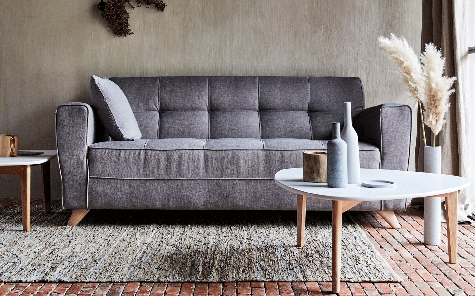 CALCIS - Vase bouteille en polystone effet béton H31cm - gris clair