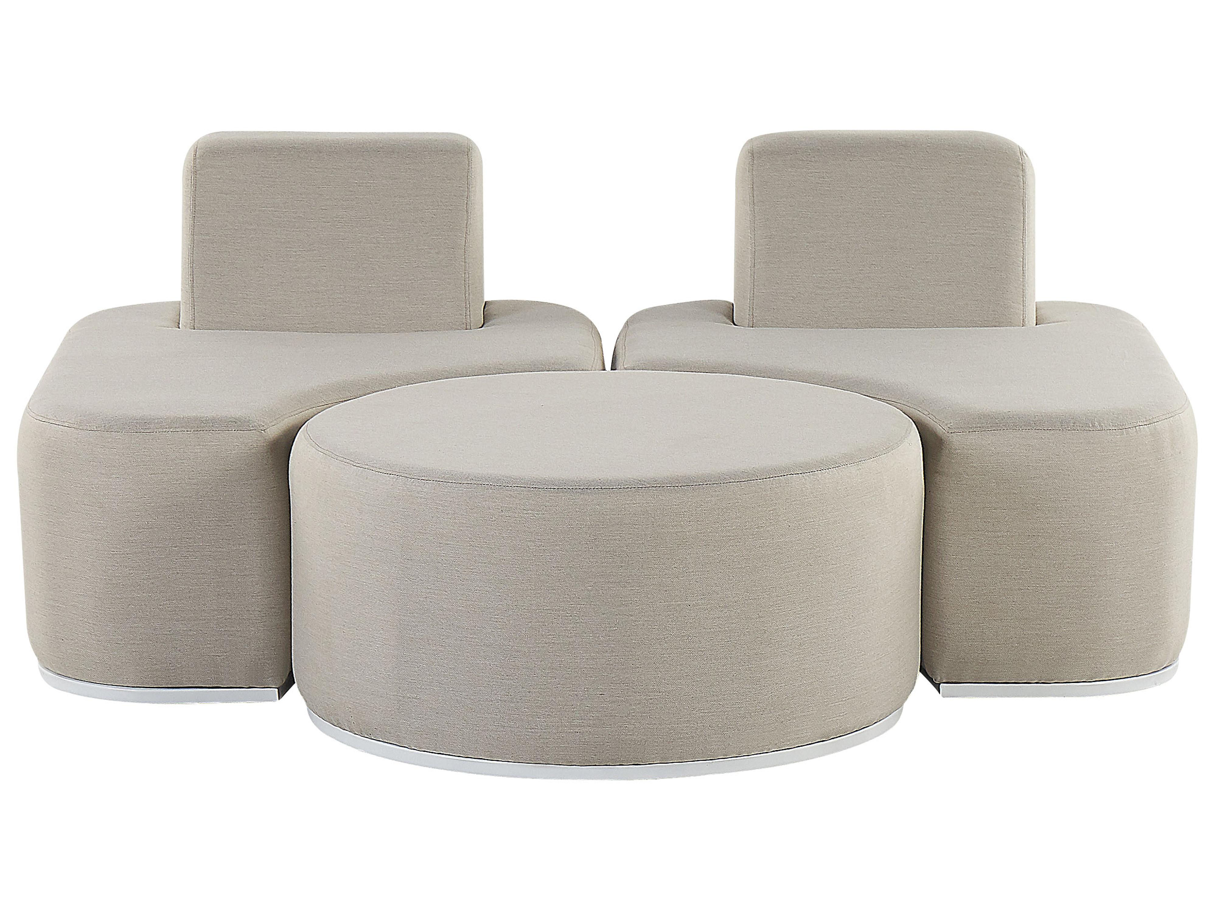 Garden Lounge Set with Table 2 Seater FABRO Modular Light Grey