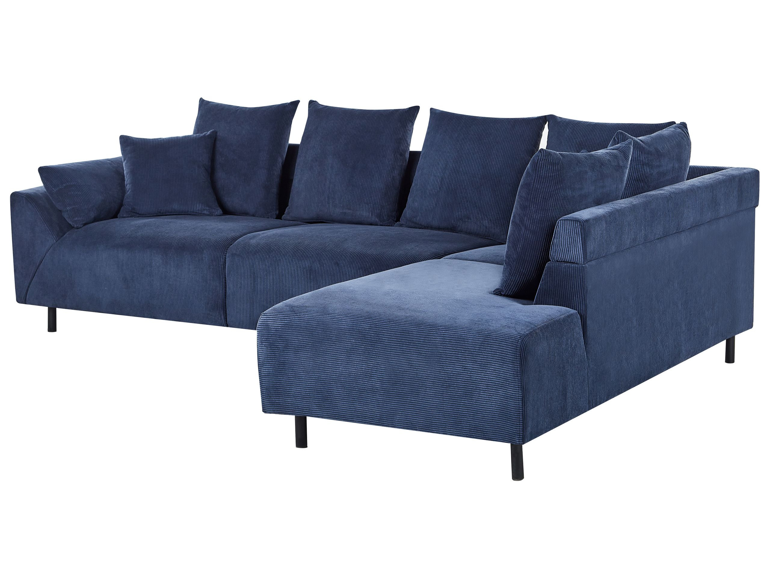 Narożnik sofa sztruksowy niebieski
