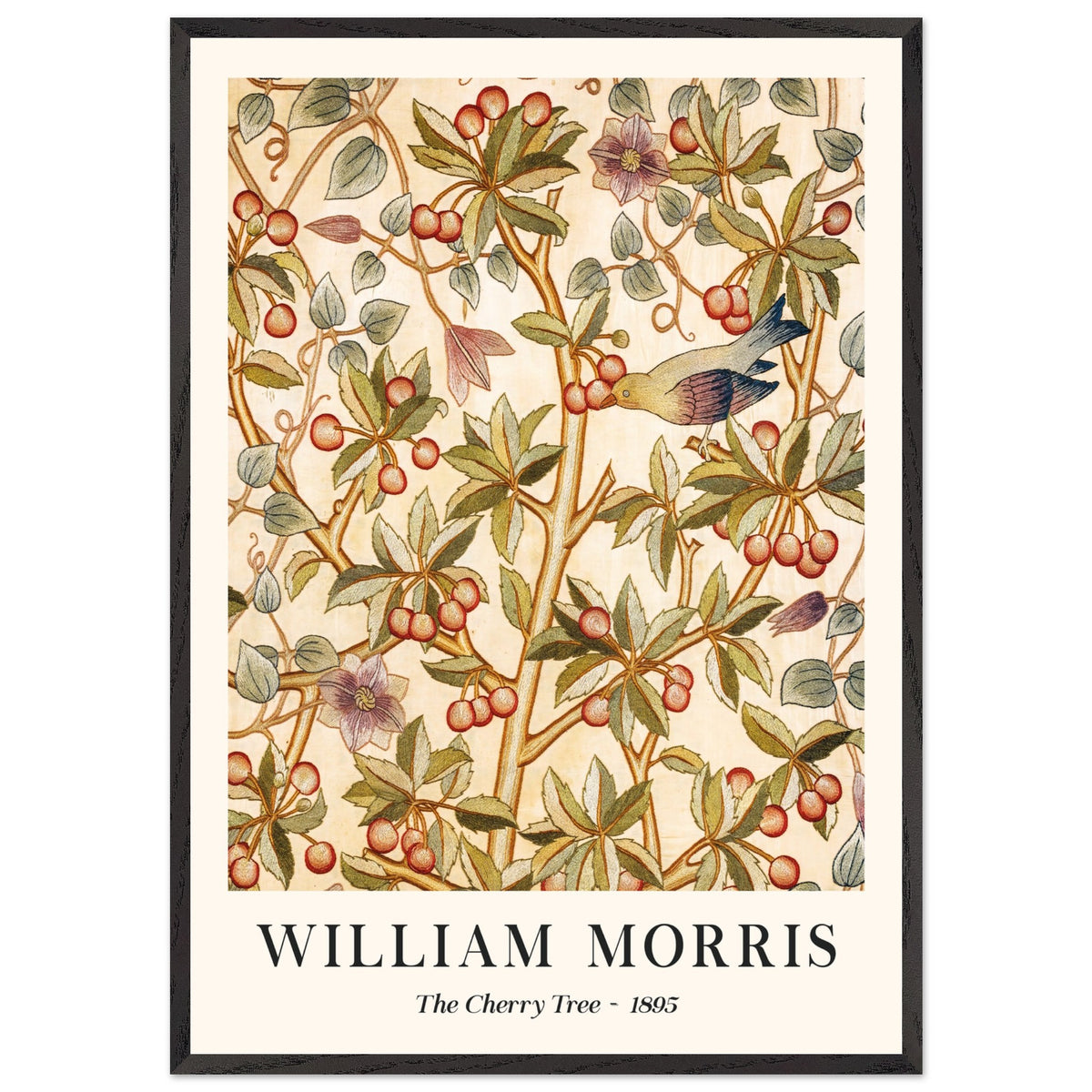Artfulprints Poster met Lijst William Morris - The cherry tree 1895  - 70x100 cm - Groen