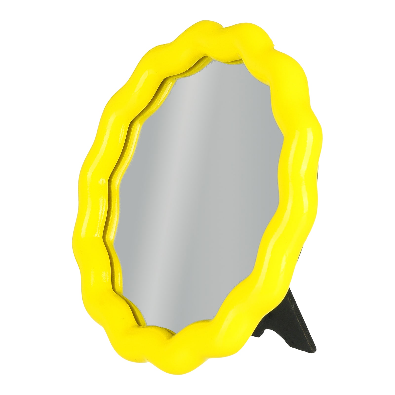 Deko-Spiegel Welle Gelb, ⌀ 17 cm, T 20 mm