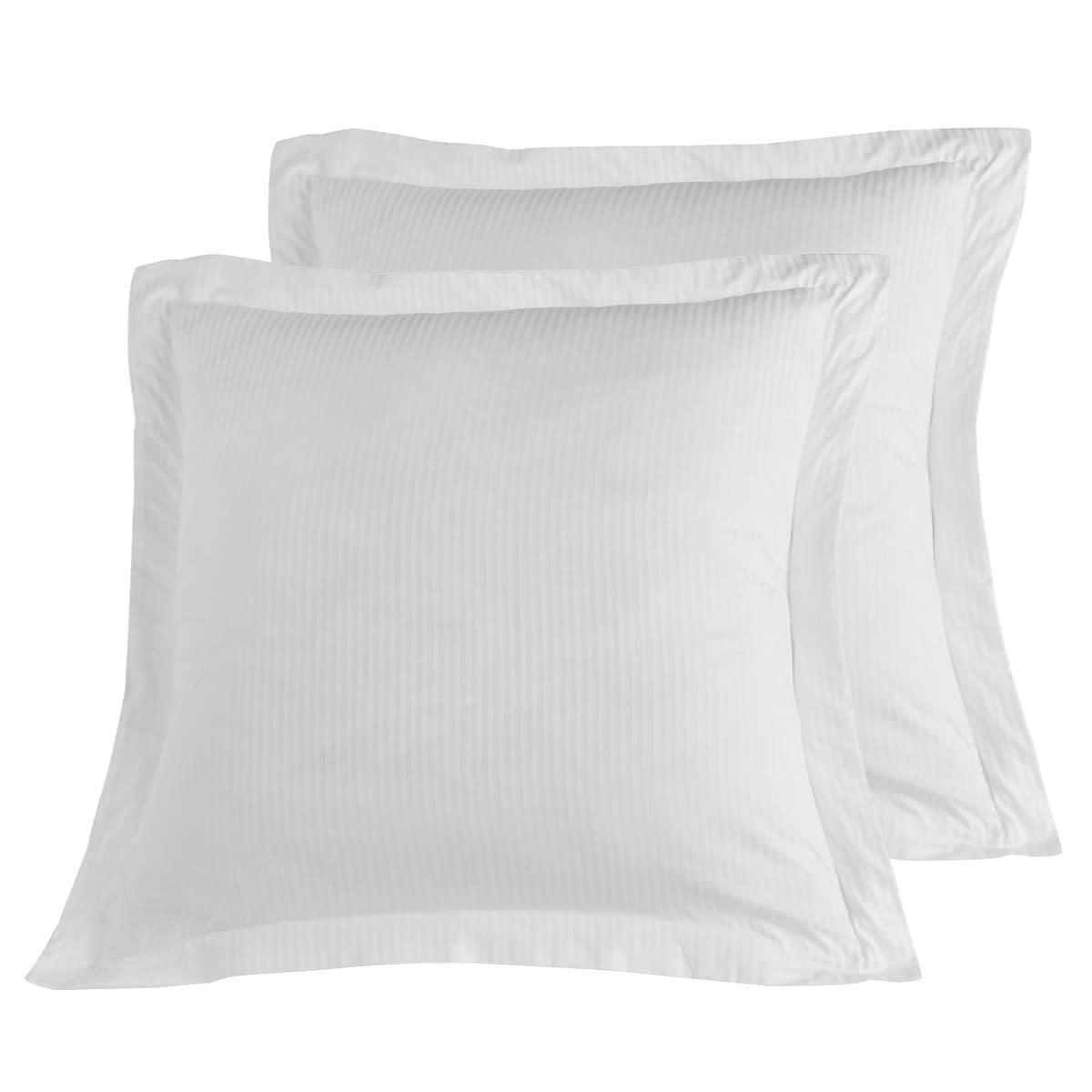 VERSAILLES - 2 taies d'oreiller rayées en satin de coton Blanc 65x65 cm